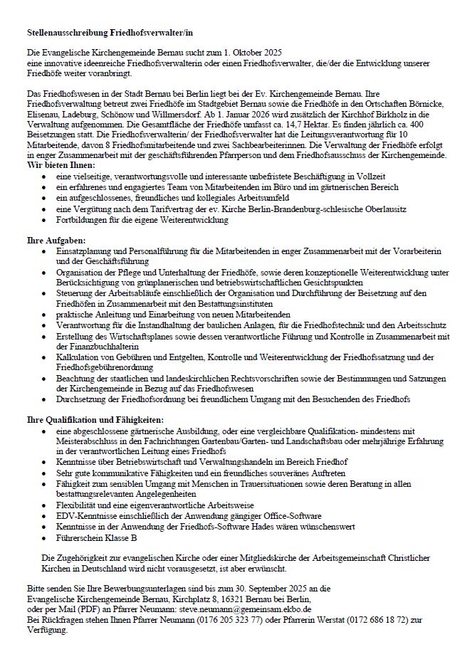 Evangelische Kirchengemeinde Bernau